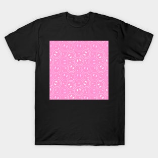 Preppy pink Happy face stars pattern T-Shirt